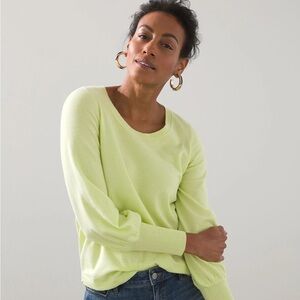Chicos - Cozy Scoop Pullover Lime Green Sweater